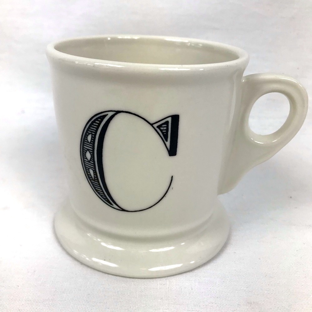 Anthropologie Classic Ceramic Initial Mug White/Black C